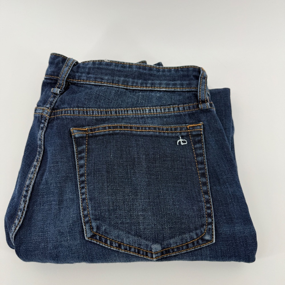 Rag & Bone Aster Skinny Jeans Dark Indigo Distressed Knee‎ Denim Womens Size 25